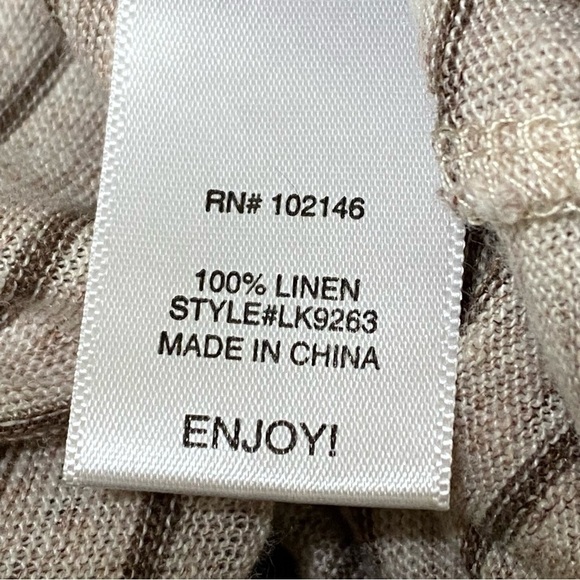 Michael Stars Linen Stripe High Low Top Boho Beachy Slouchy Lightweight Medium - Picture 6 of 8